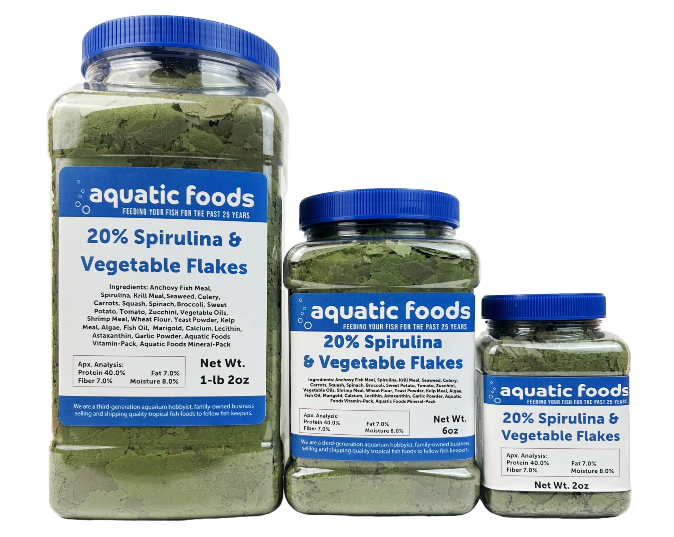 Aquatic Foods Inc. flocons spiruline-légumes pour poissons tropicaux, protéines élevées