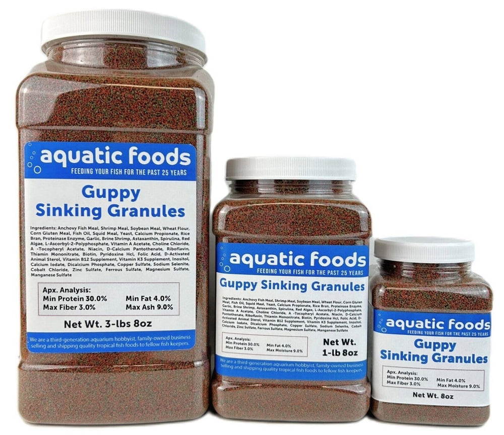 Granulés coulants Aquatic Foods Inc. pour guppys, faciles à doser et distribuer