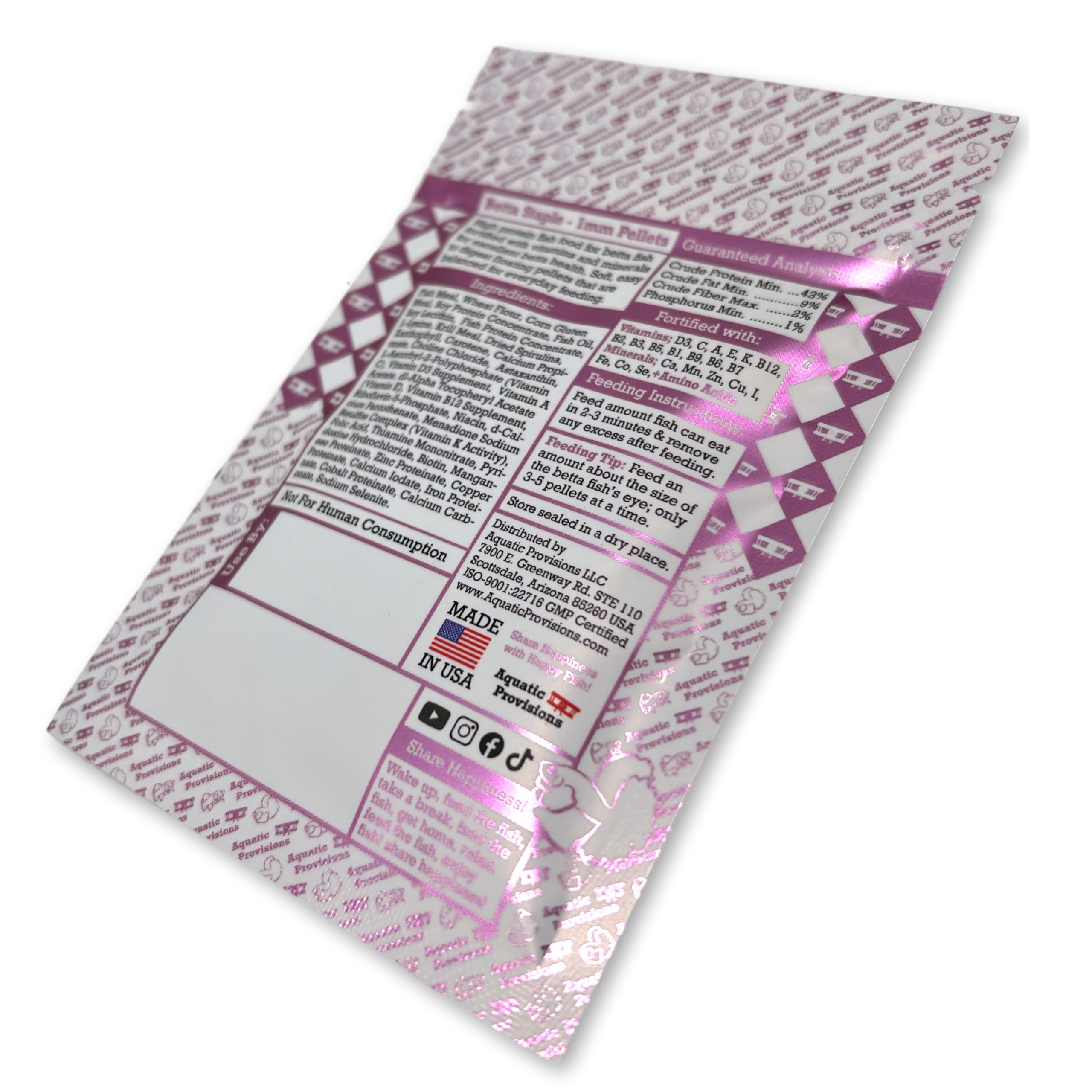 Aquatic Provisions Betta Staple : sachet de 10 g pratique et refermable.