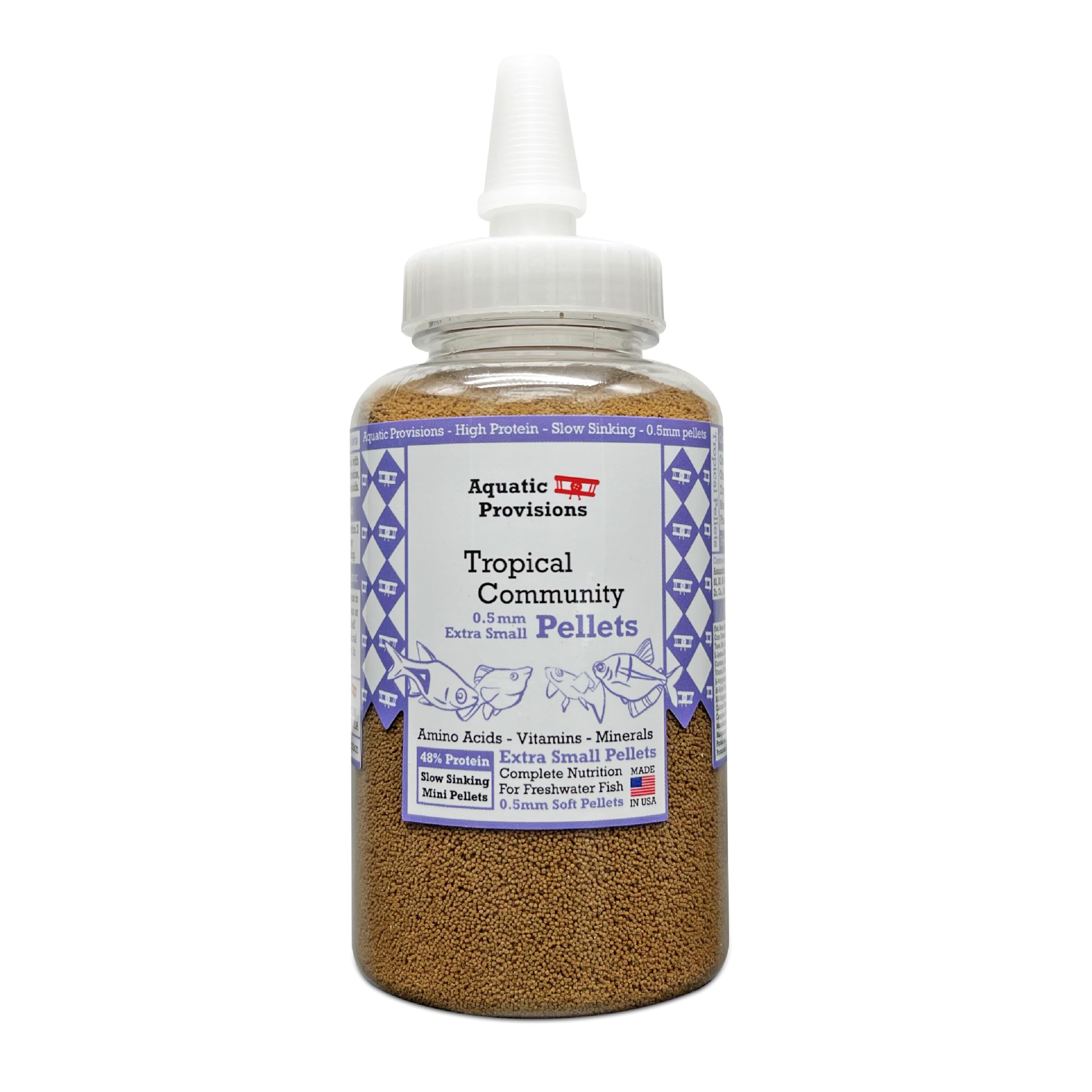 Aquatic Provisions granulés coulants 0,5 mm pour poissons tropicaux, alimentation naturelle.