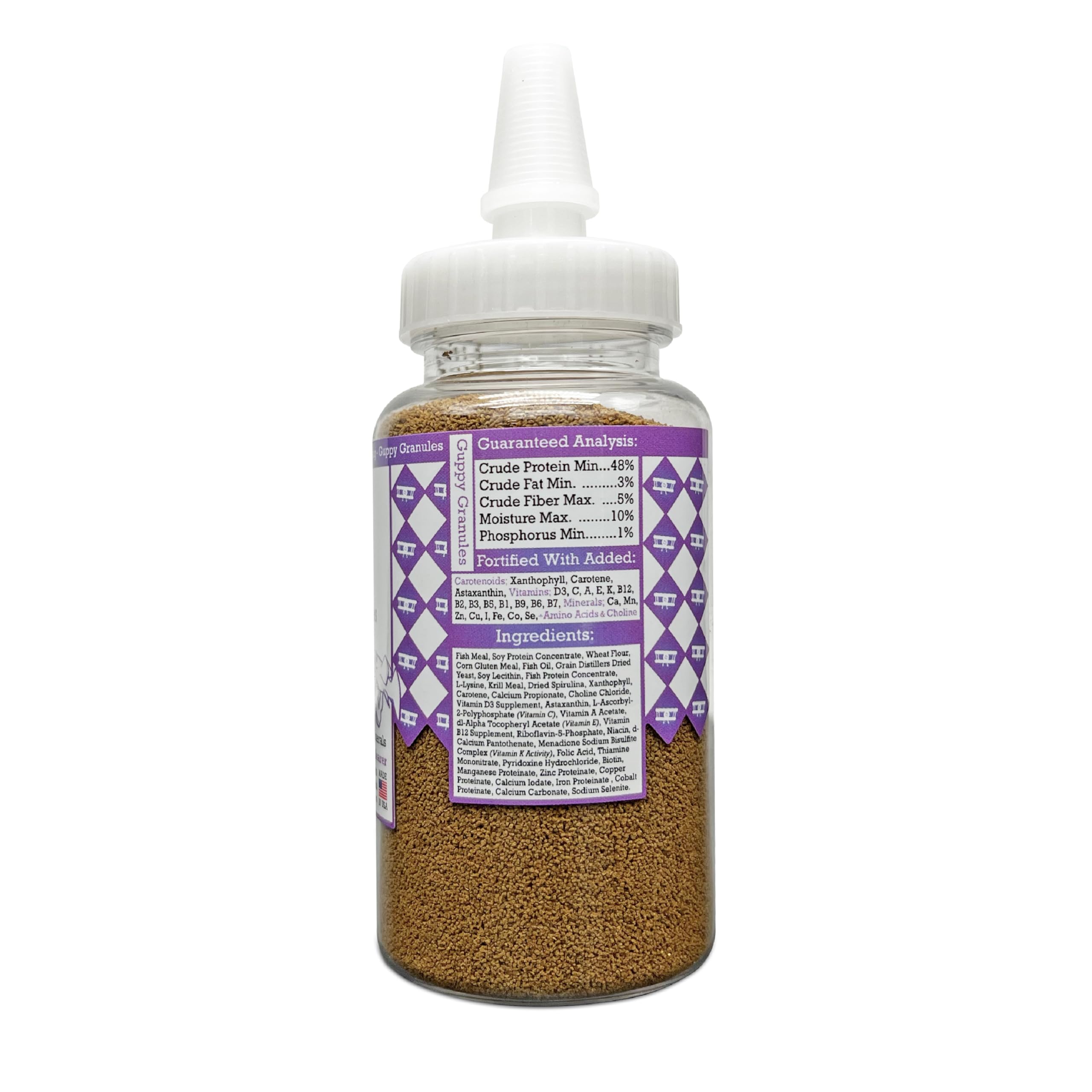 Alimentation en action, granules coulent lentement pour encourager le comportement naturel.