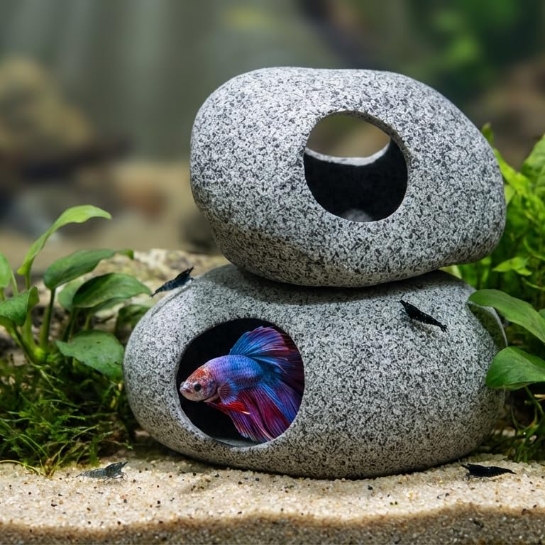 Habitat crevettes Aquazoo, refuge sûr pour petits poissons.