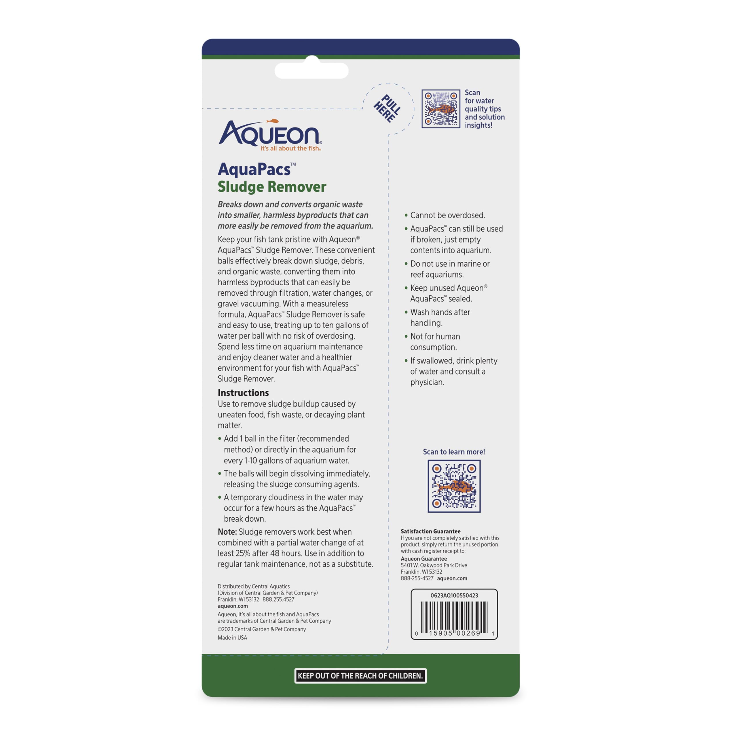 Aqueon AquaPacs Sludge Remover compatible avec poissons et plantes