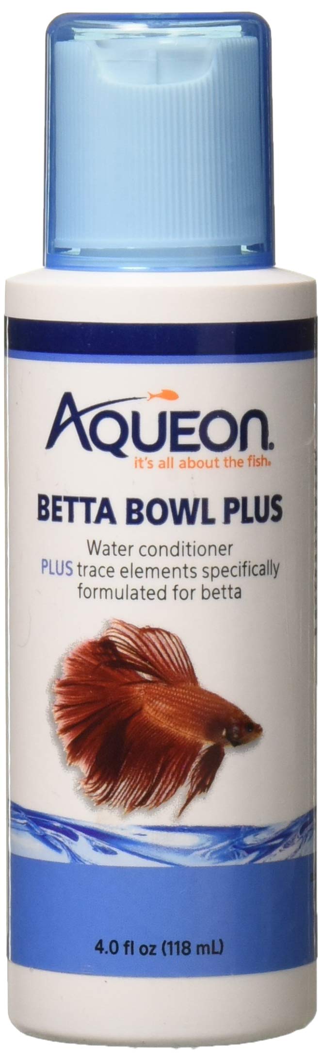 Aqueon Betta Bowl Plus, bouteille de conditionneur, garantit eau sans chlore pour poissons et plantes.