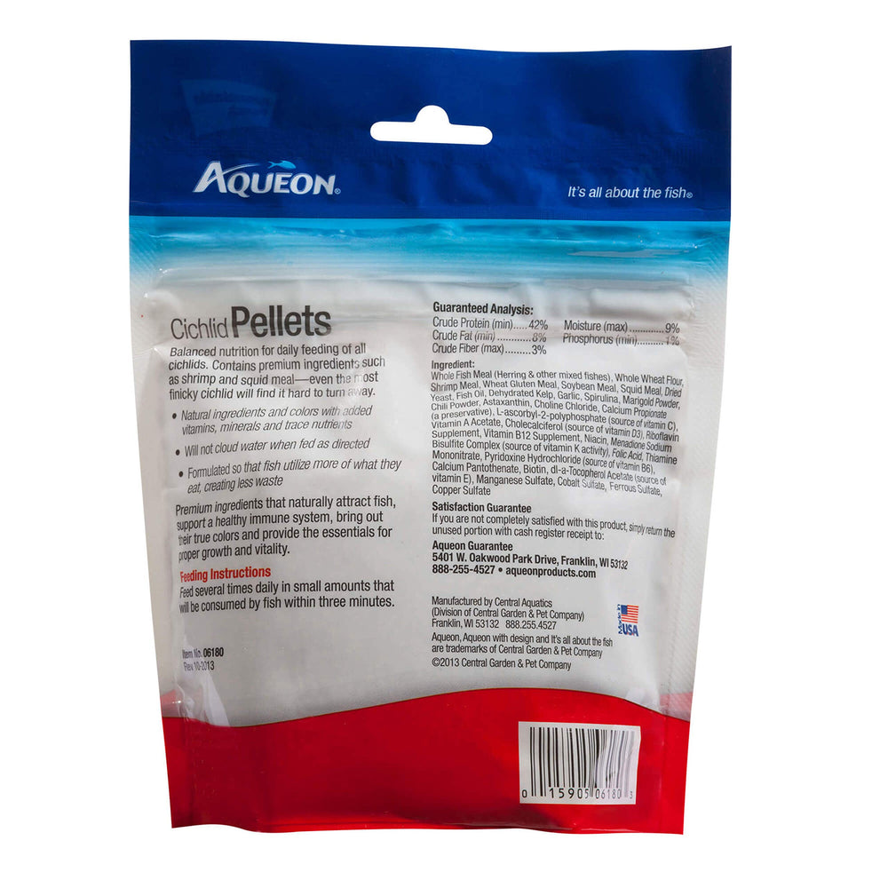 Pellets Aqueon Cichlid de qualité premium pour nutrition équilibrée.
