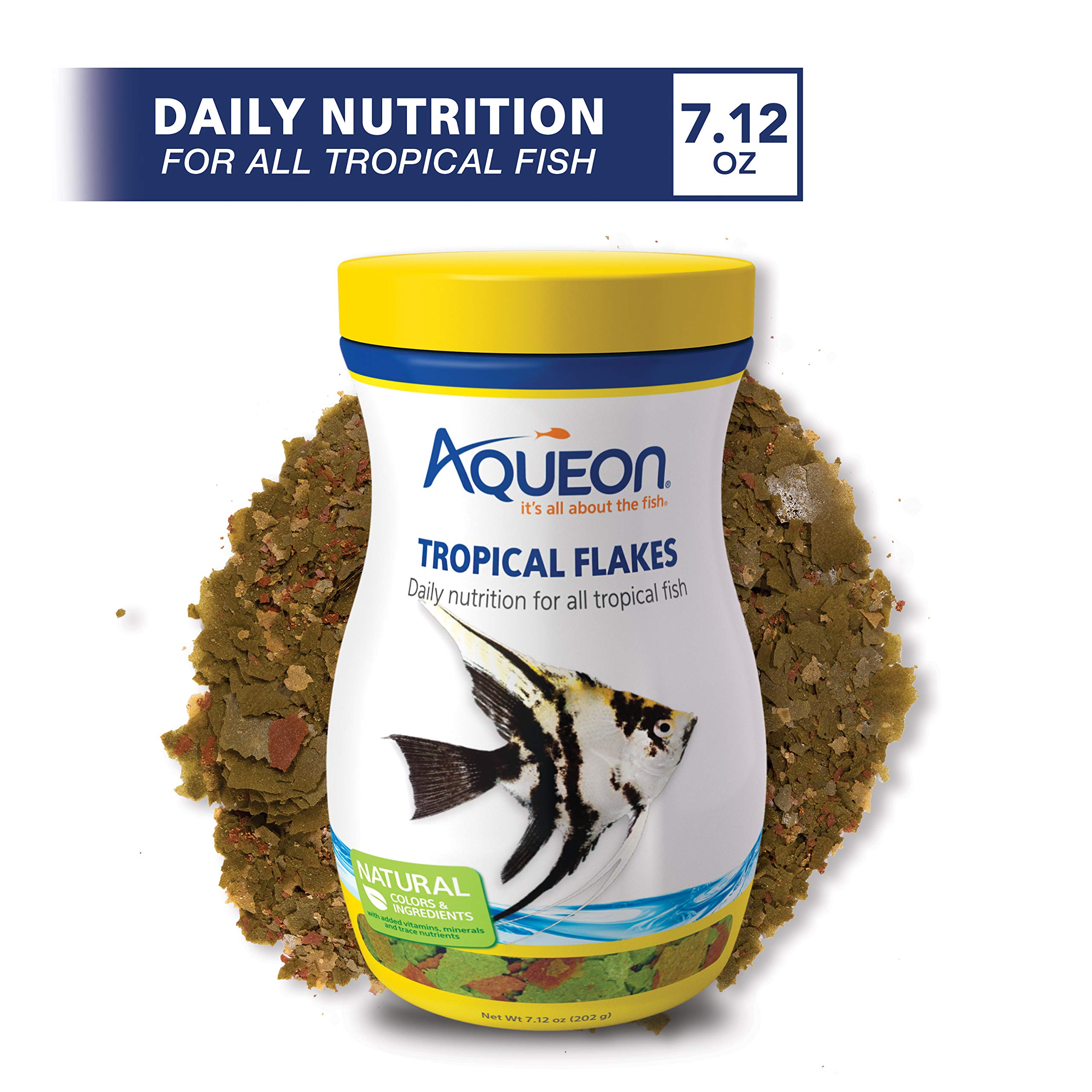 Aqueon flocons pour poissons tropicaux, couleur naturelle et vitalité.