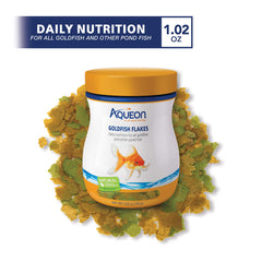 Aqueon Flocons Poissons Rouges: ingrédients naturels et vitamines pour une nutrition équilibrée.