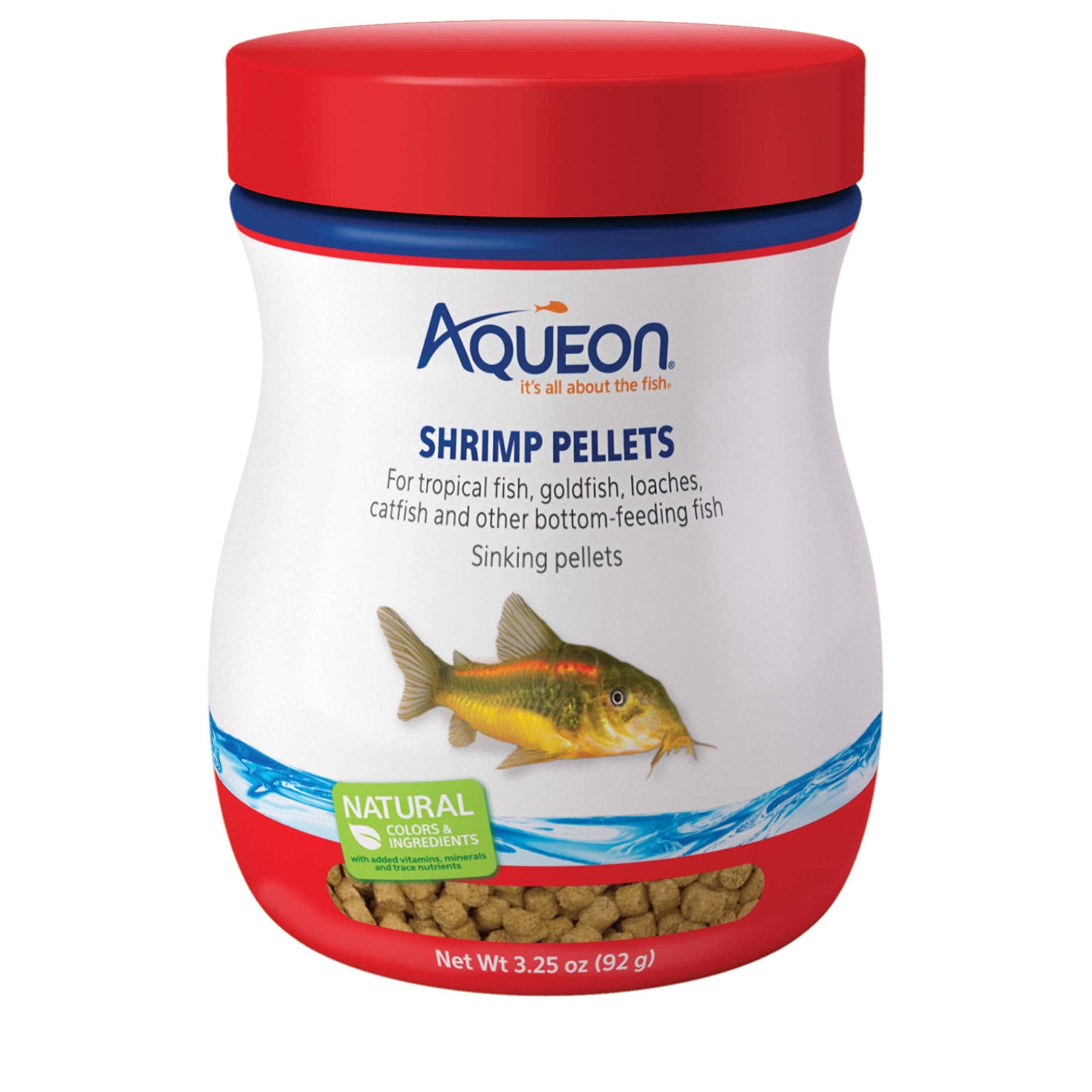 Aqueon granulés crevettes, nourriture du fond, stimule l'appétit des poissons du fond.