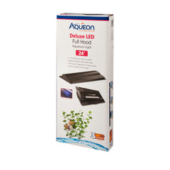 Capot Aqueon LED Deluxe noir 24 pouces, éclairage intégré et réduction d'évaporation.