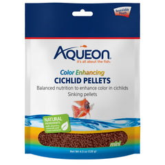 Les pellets mini Aqueon Cichlid: amélioration des couleurs des poissons.