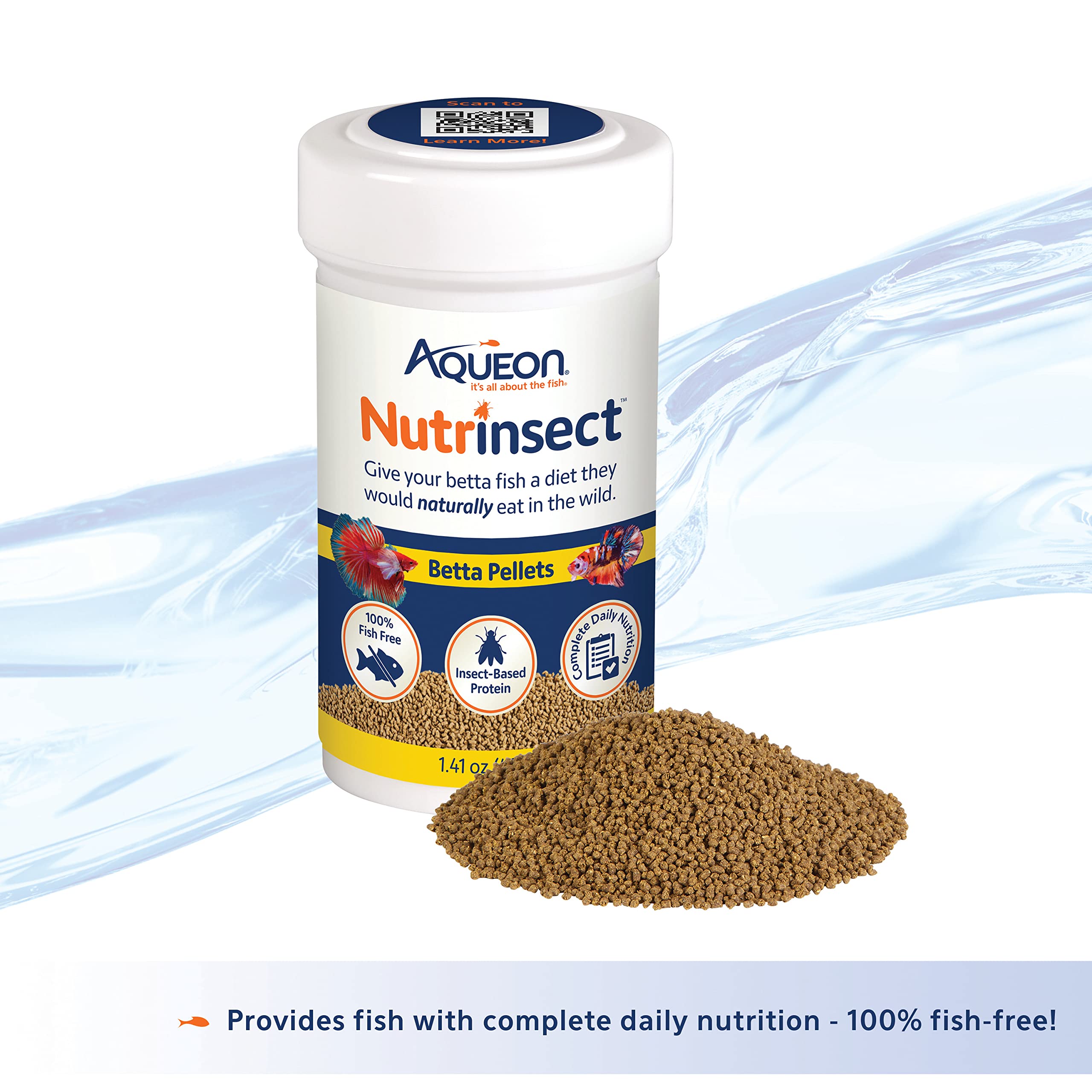 Aqueon Nutrinsect pellets-spiruline-couleur: intensifie les couleurs des poissons.