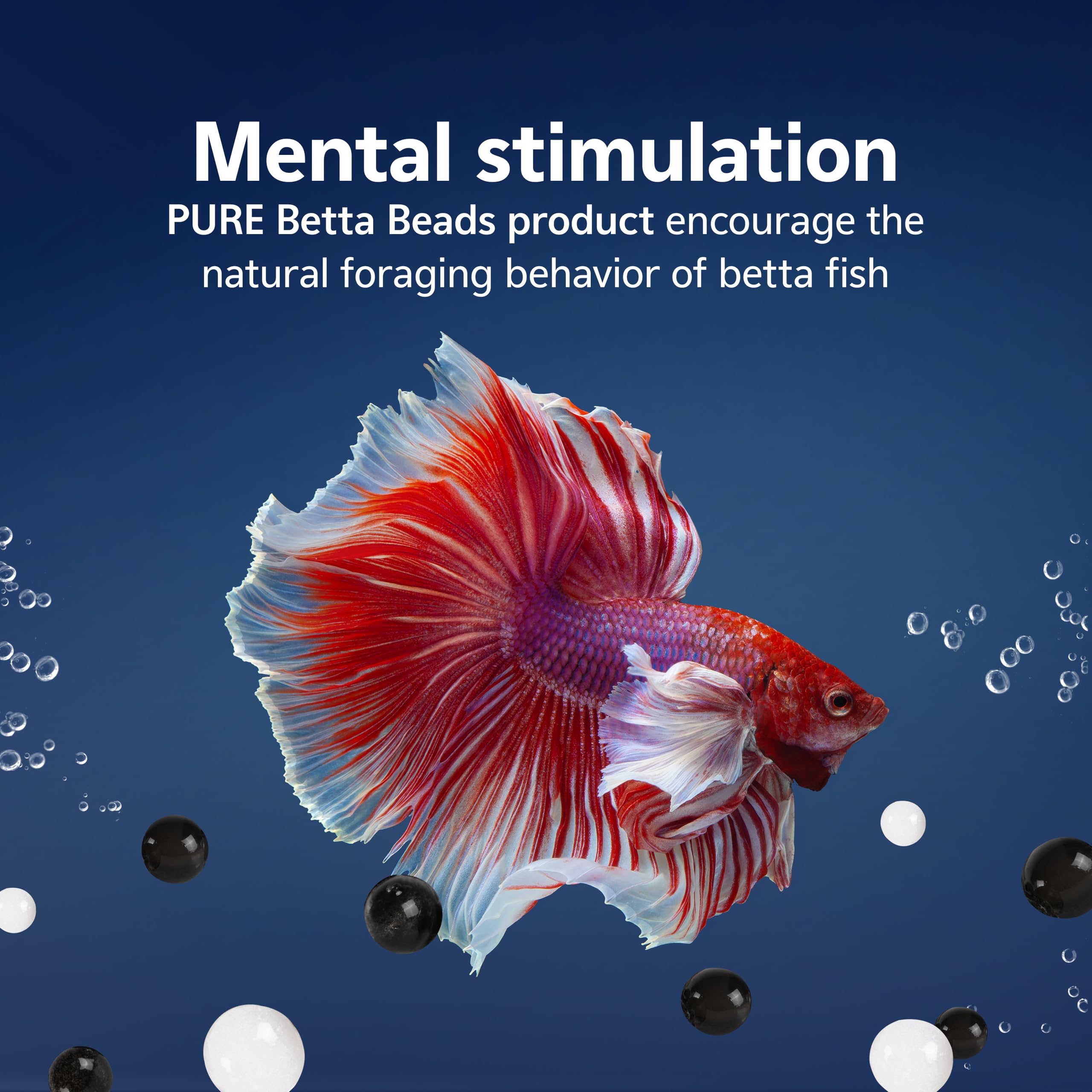 Aqueon PURE Betta Beads noir et blanc, couleur neutre et potentiel d'aide à la clarté.