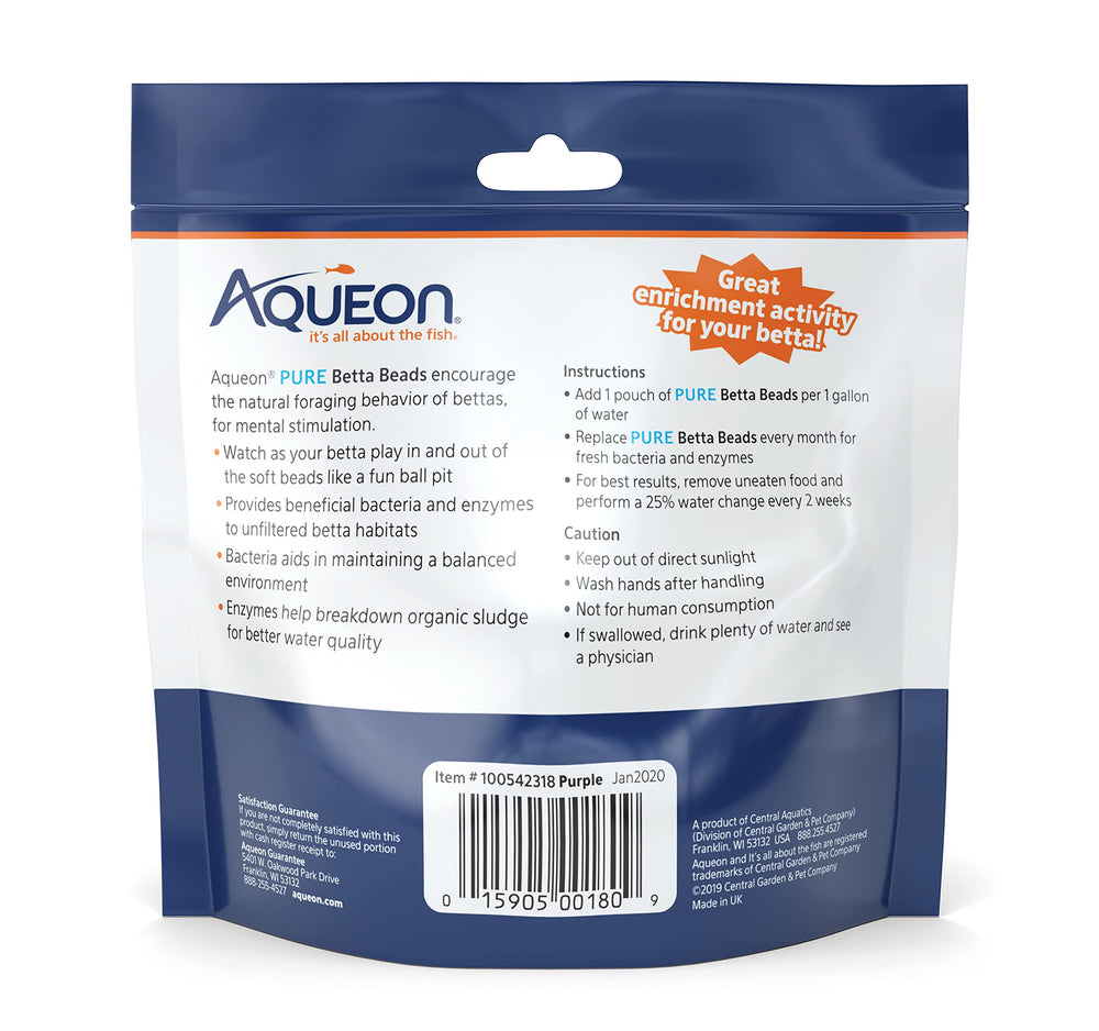 Billes bleu Aqueon Pure Betta pour eau plus claire et activité.