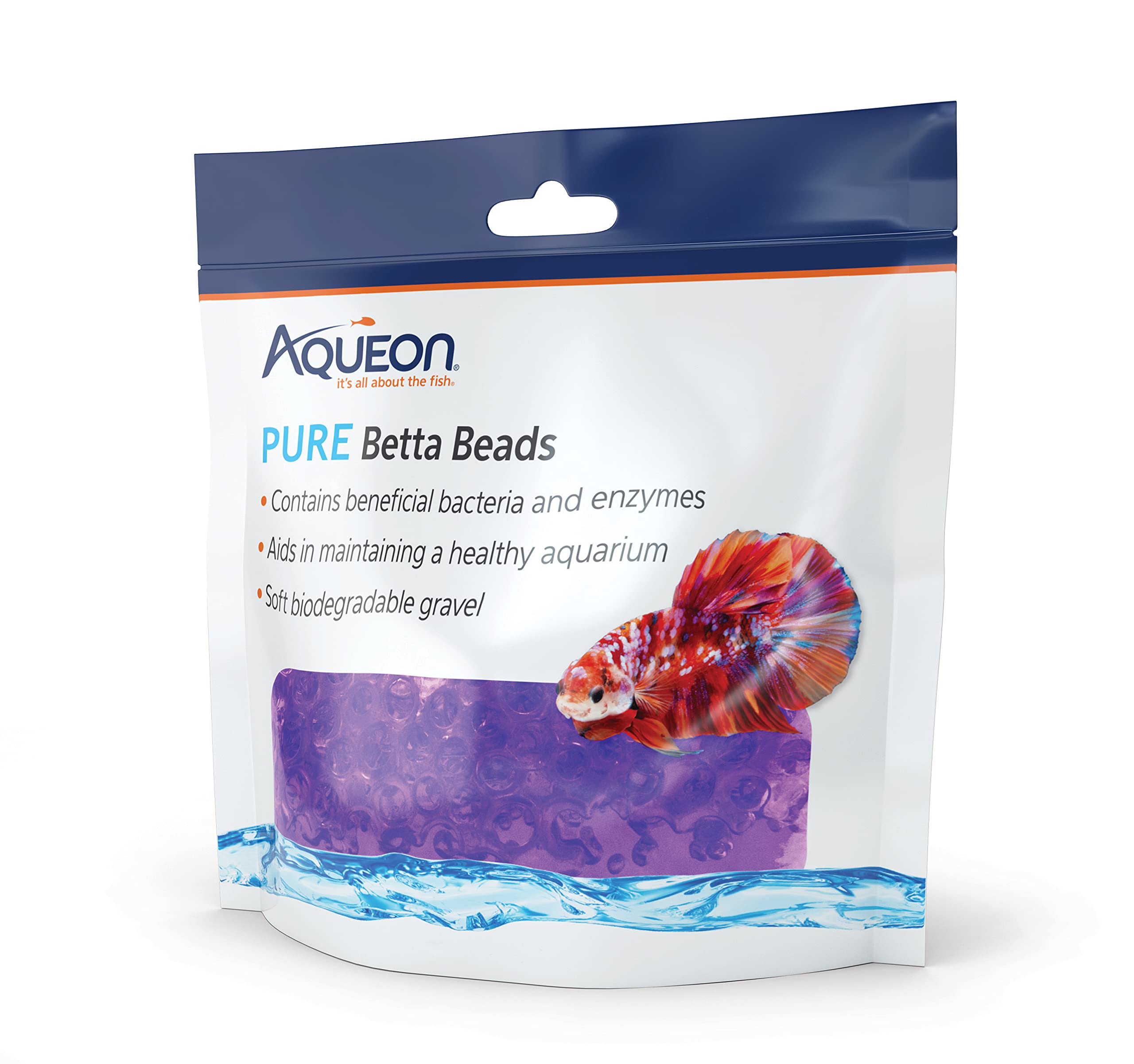 Billes violet Aqueon Pure Betta pour stimulation mentale et jeu.