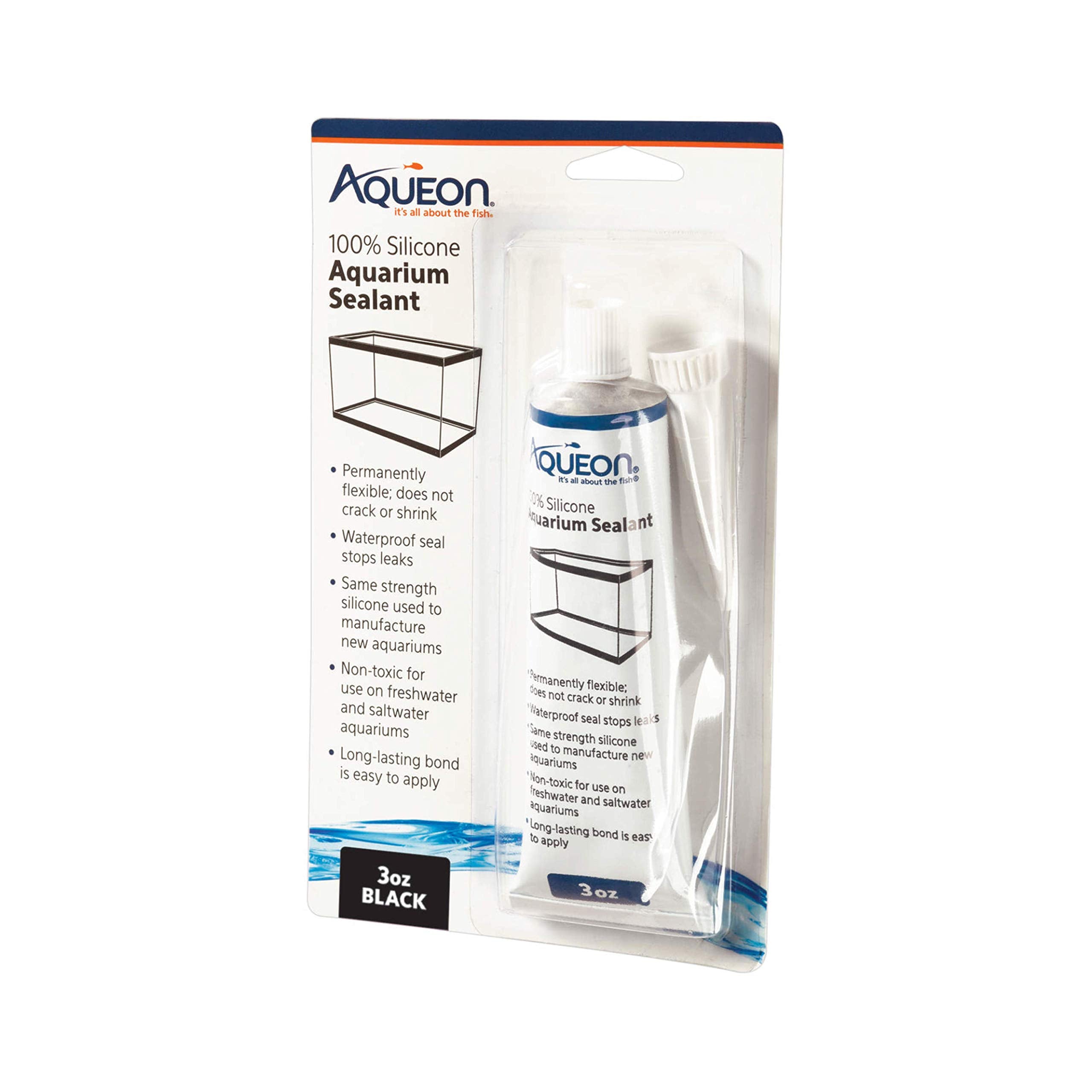 Aqueon silicone noir 3oz, tube prêt à l’emploi pour joints étanches dans les aquariums.