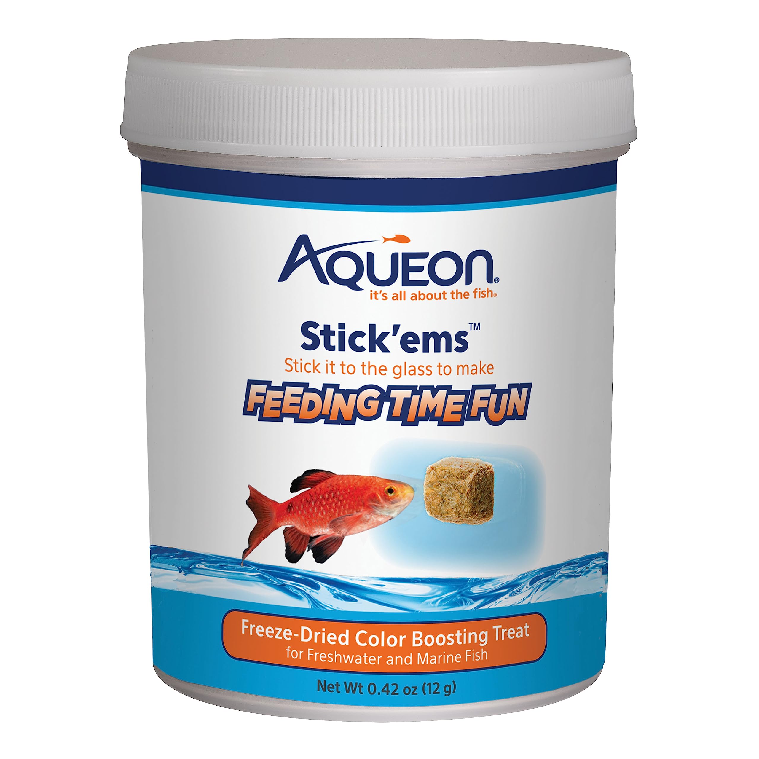 Aqueon Stick’ems adhère au côté du réservoir pour nourrir autrement.