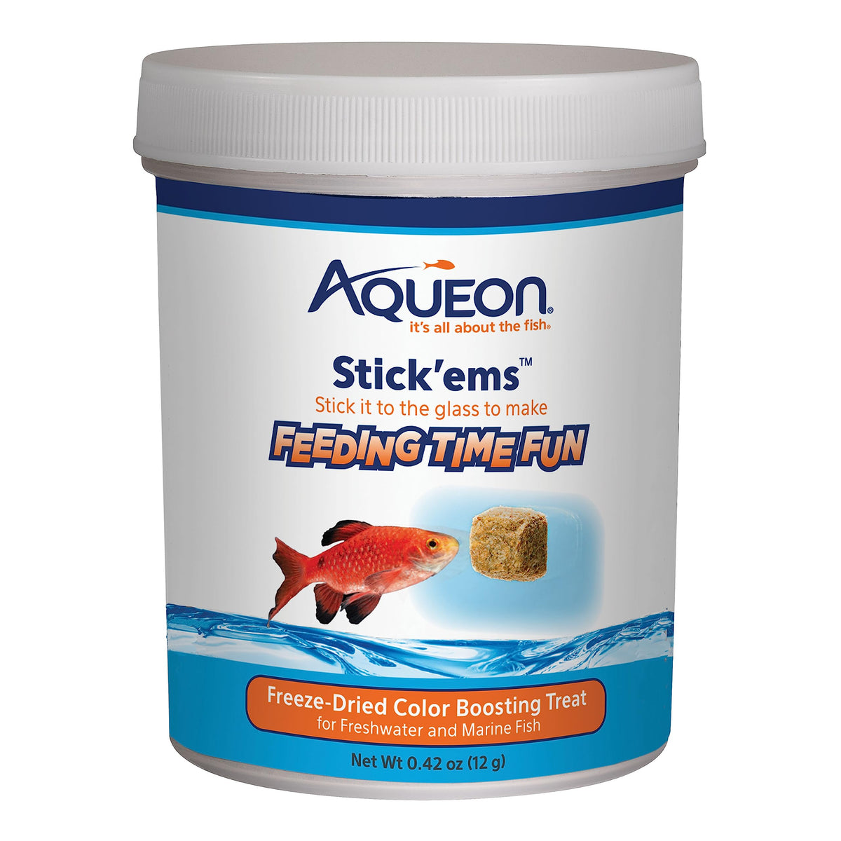 Aqueon Stick’ems adhère au côté du réservoir pour nourrir autrement.