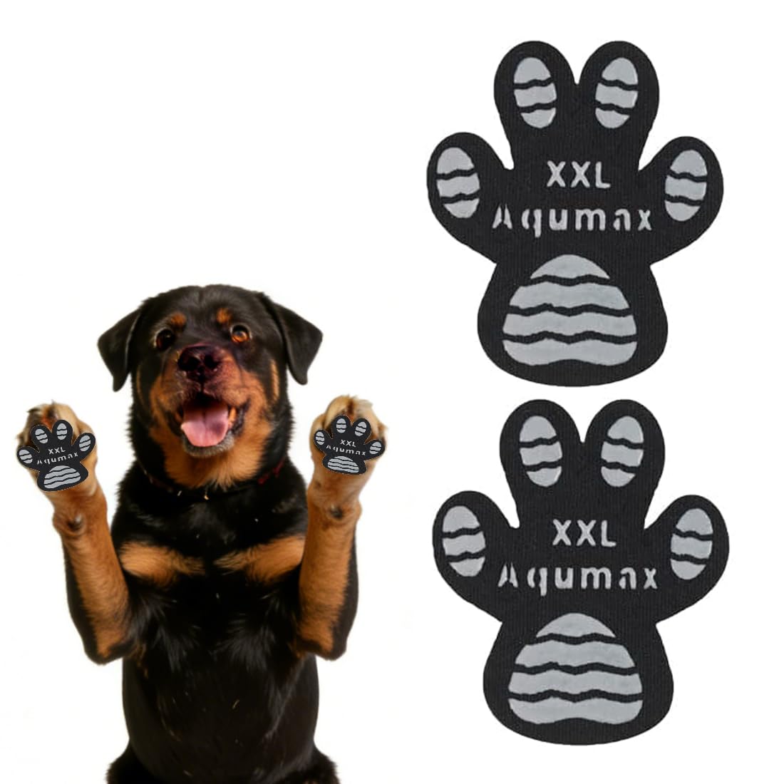 Protections-pattes Aqumax traction anti-glisse pour chiens sur sols durs.