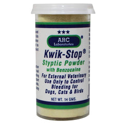 ARC International Kwik-Stop en flacon, poudre styptique pour arrêter rapidement les saignements mineurs.