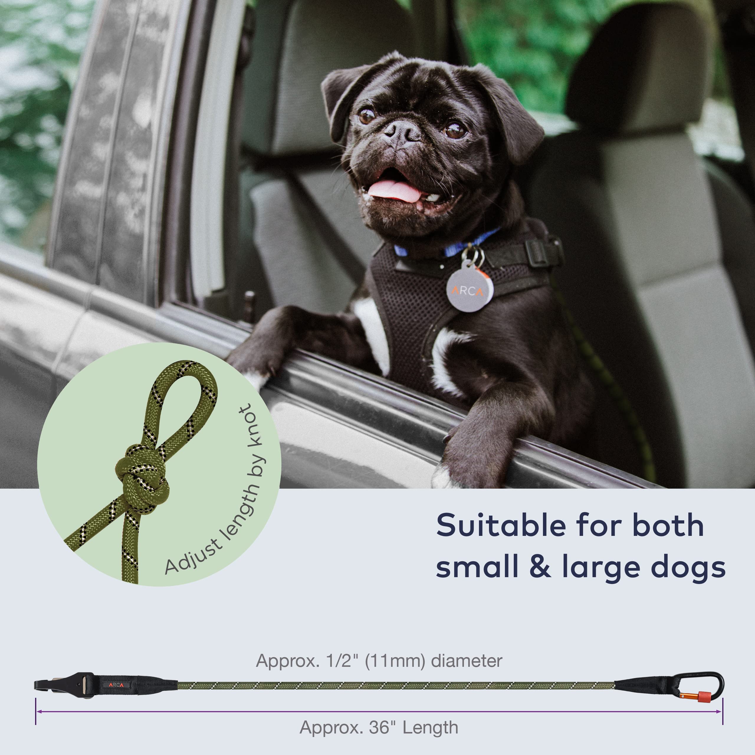 ARCA PET ceinture chien voiture attache harnais pour fixation securisee