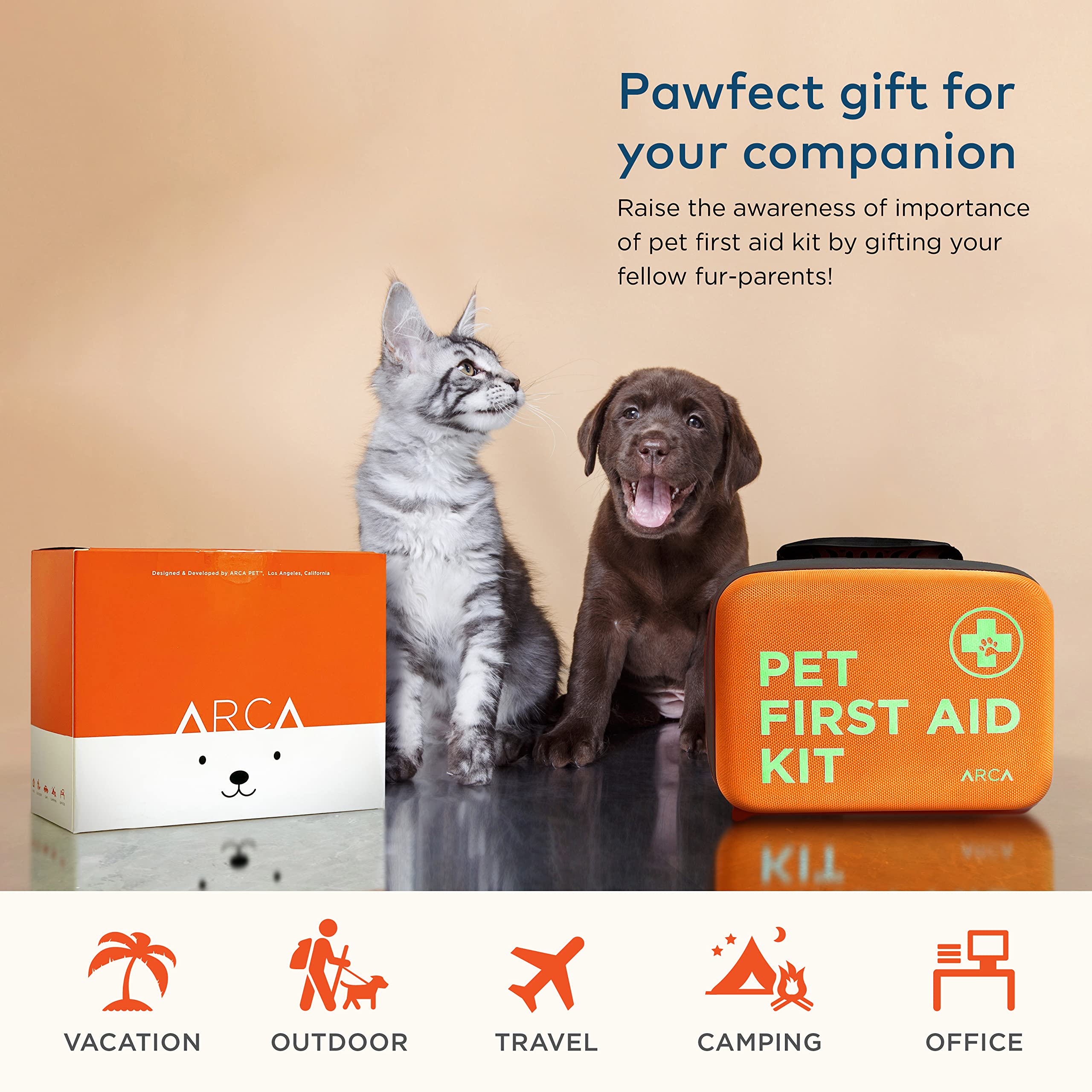 ARCA PET Kit prêt-à-emporter pour chiens et chats en trajets routiers et randonnées