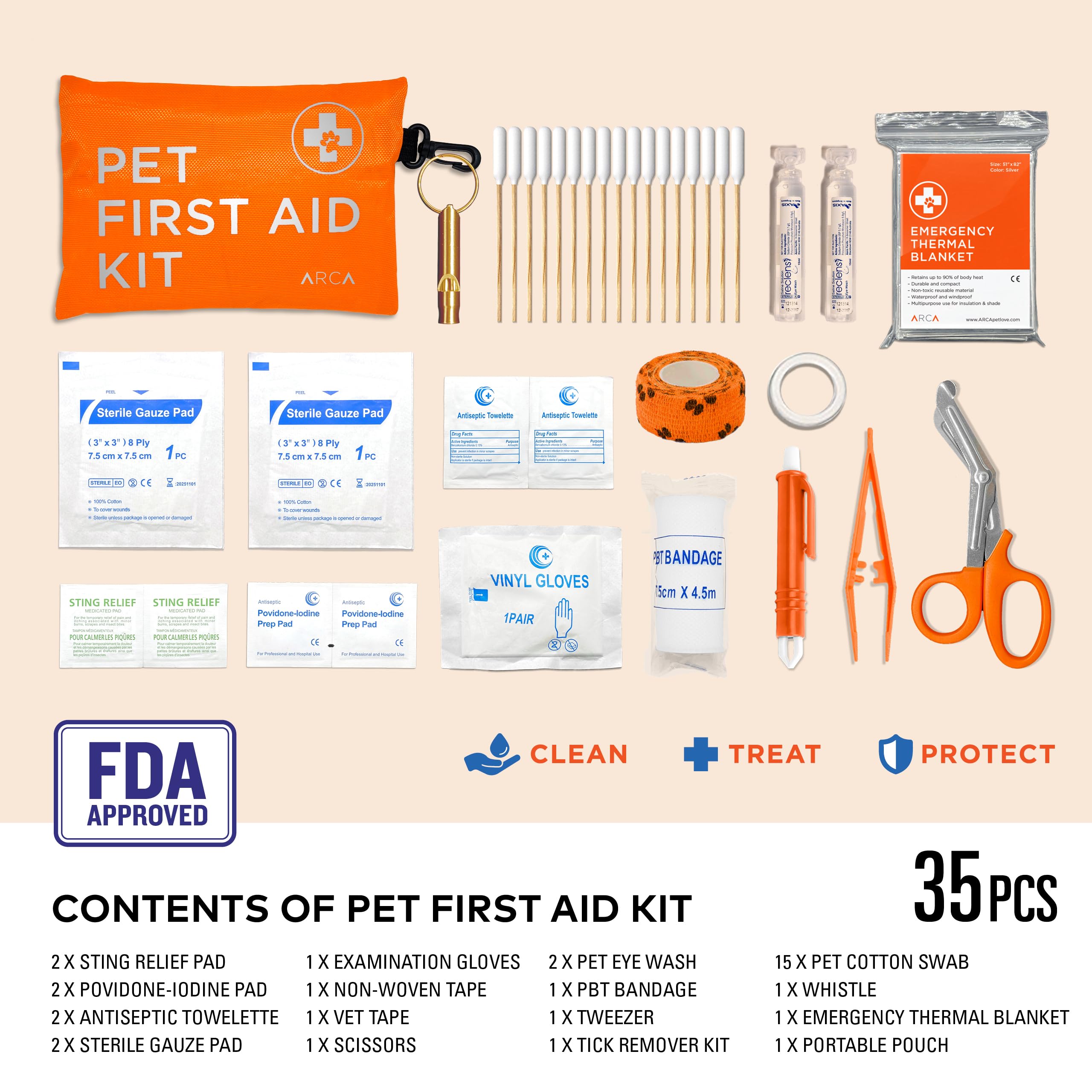 ARCA PET Kit secours chien, outils essentiels à portée de main en randonnée.