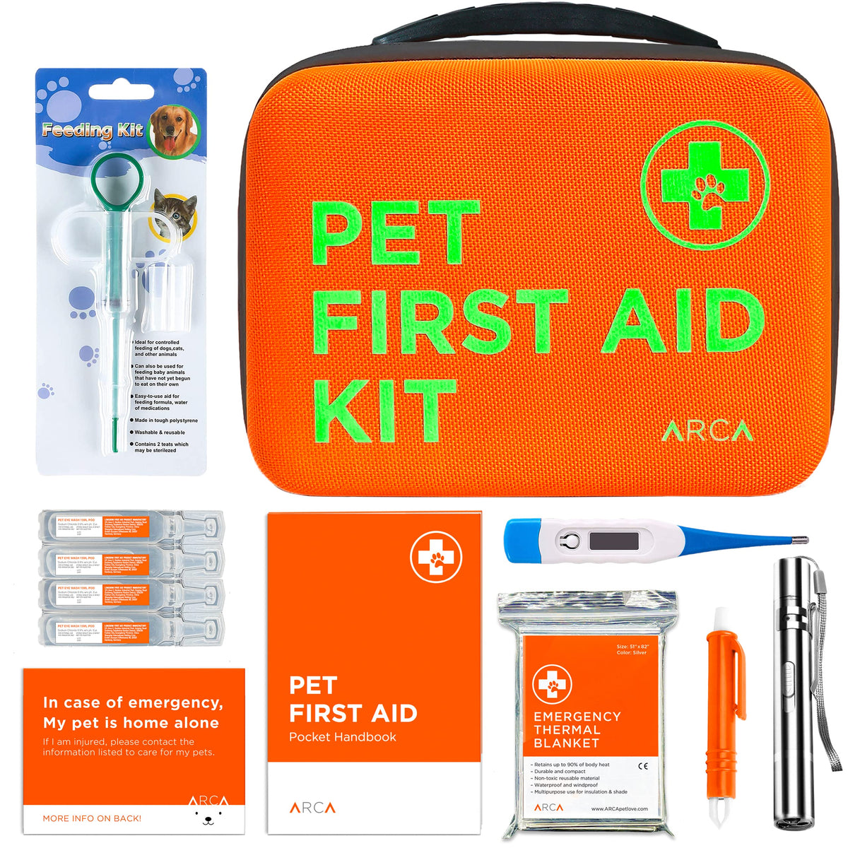ARCA PET Trousse de secours pour chats et chiens avec zip réfléchissant, visibilité accrue