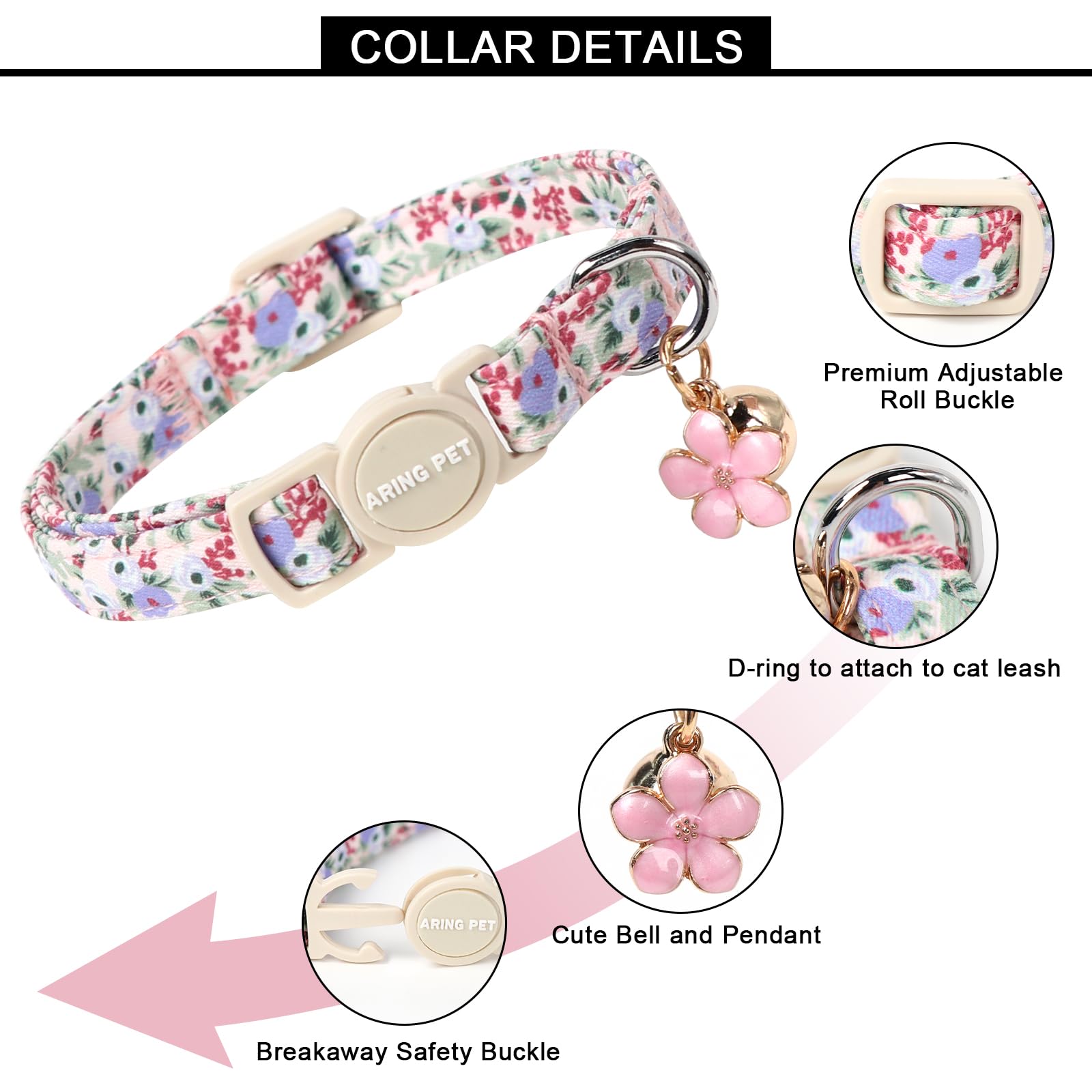 Collier chat coton leger doux ARING PET – douceur et lavage facile.