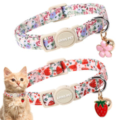 Collier chat ARING PET fleurs et fraises – élégant et confortable pour le quotidien.