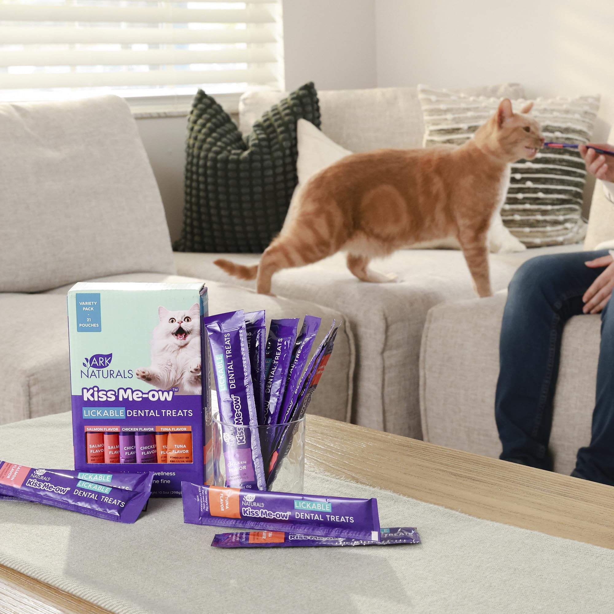 Ark Naturals Kiss Me-Ow emballage 21-tubes: format généreux pour le quotidien.