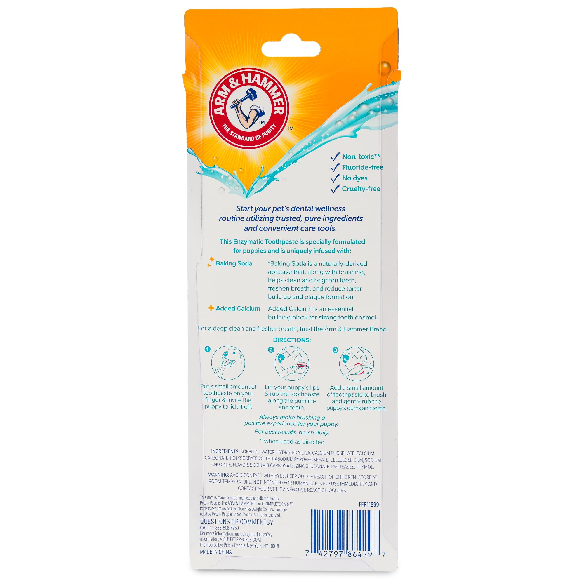 Apprentissage du brossage chiot avec saveur cacahuète Arm & Hammer, favorise l’acceptation.