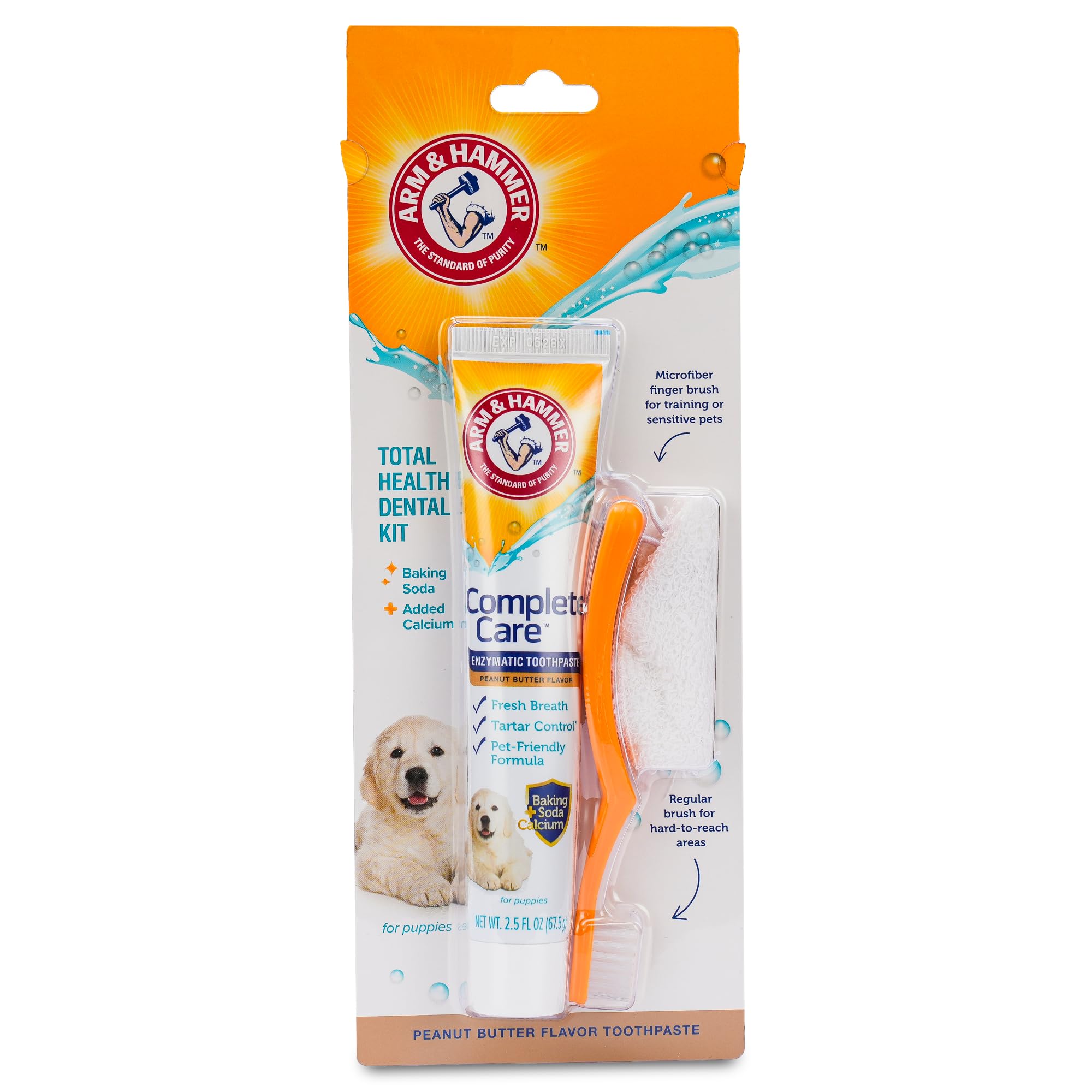 Brosse à dents Arm & Hammer adaptée aux chiots pour un brossage en douceur.