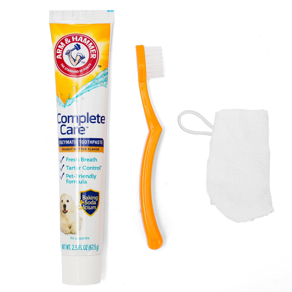 Dentifrice enzymatique Arm & Hammer au beurre de cacahuète pour chiots, aide à l’hygiène dentaire.