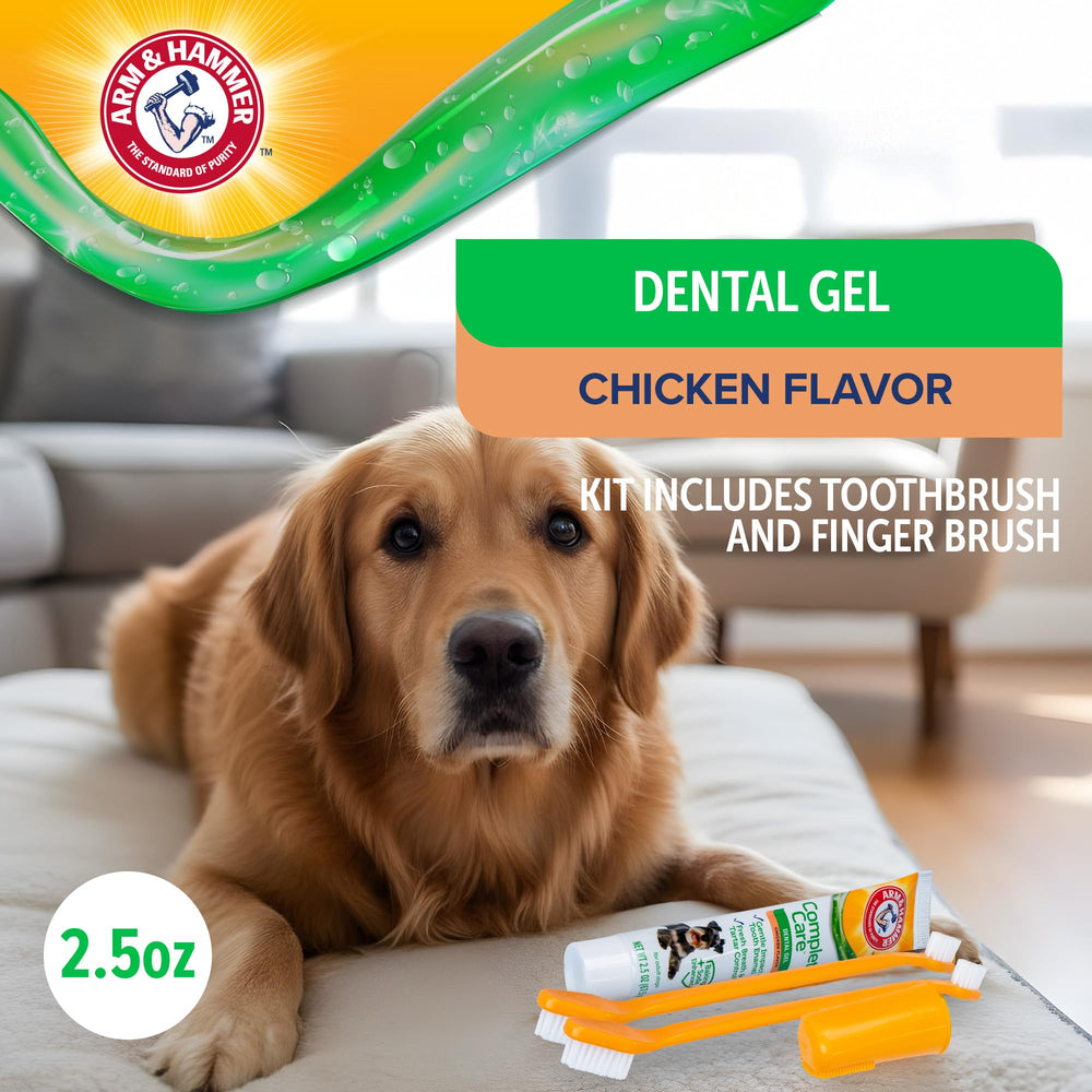 Gel dentaire Arm & Hammer pour chien: adhère longtemps et facilite le nettoyage.