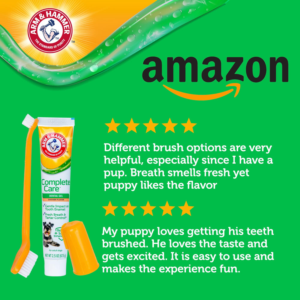 Goût poulet Arm & Hammer: le chien accepte facilement le brossage.
