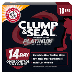 Emballage ARM & HAMMER Litière Chat Platine avec contrôle des odeurs.