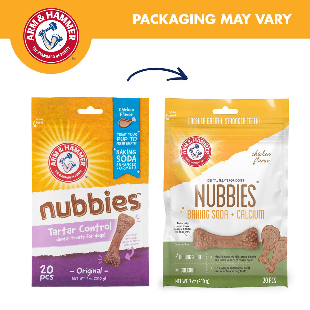 Arm & Hammer Nubbies avec haleine potentiellement plus fraîche après la mastication.
