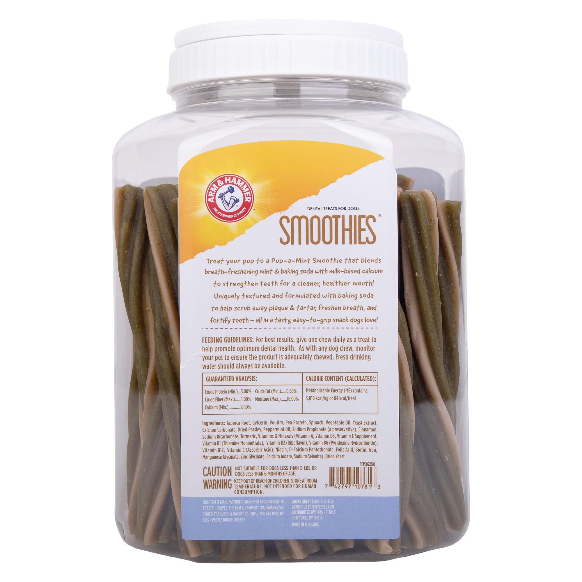 Arm & Hammer Pets Smoothies Dentales – calcium ajouté pour des dents solides.
