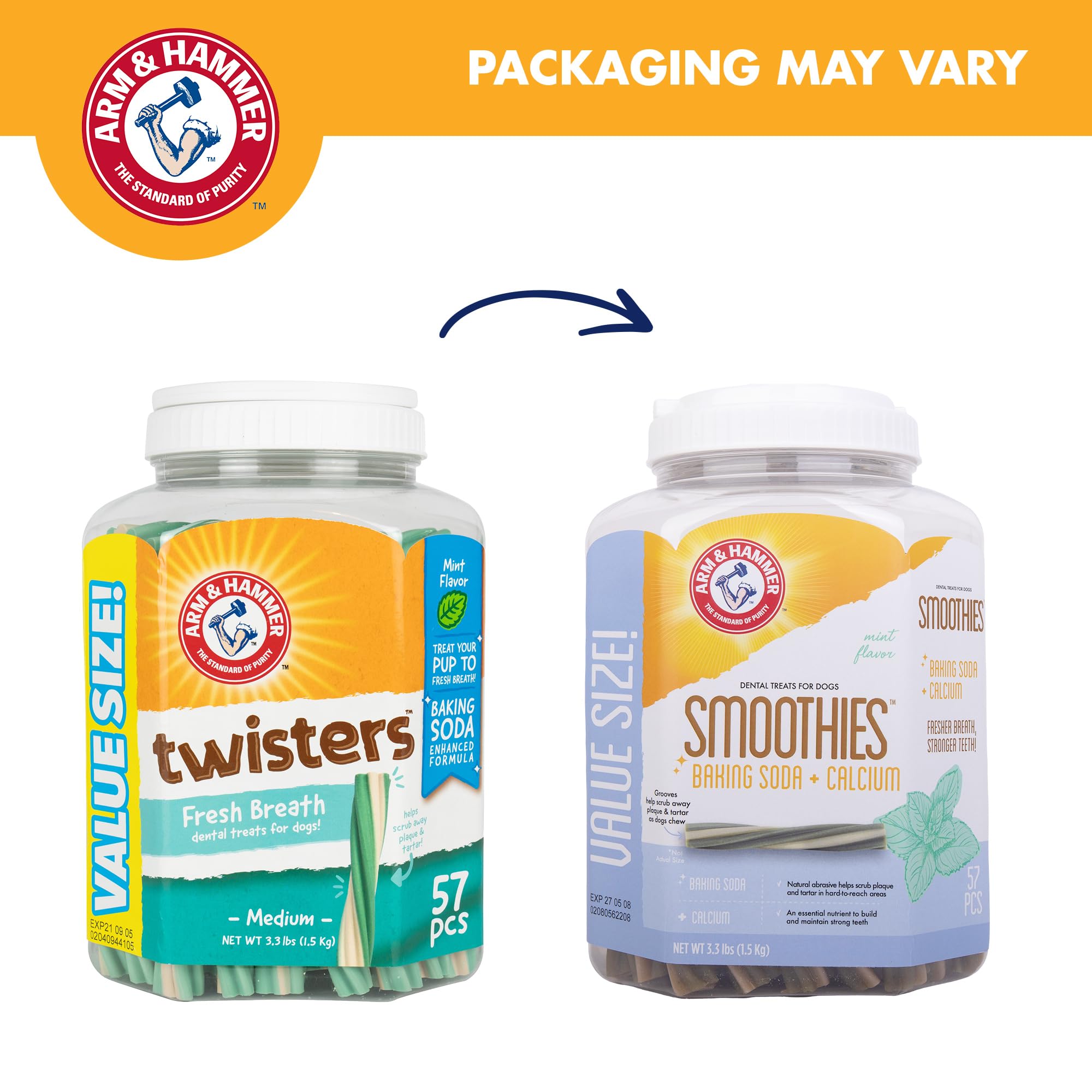 Arm & Hammer Pets Smoothies Dentales – morceaux moyens, faciles à mâcher pour chiens de taille moyenne.