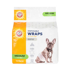 Bande ventrale Arm & Hammer moyenne pour chien mâle, ajustement confortable et absorption efficace.