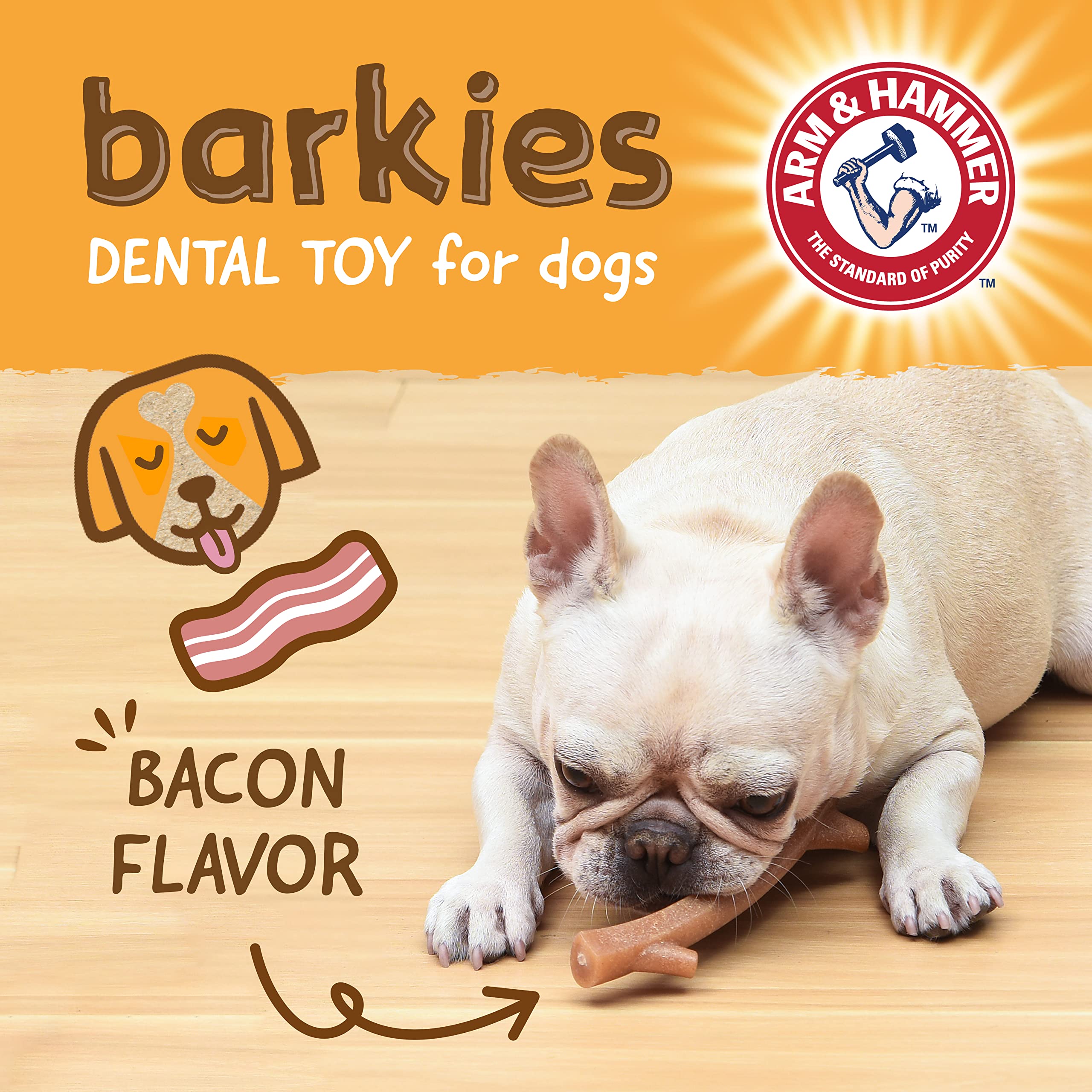 Arm & Hammer Barkies Branche bois bacon 8 po, prise facile pour chiens variés.