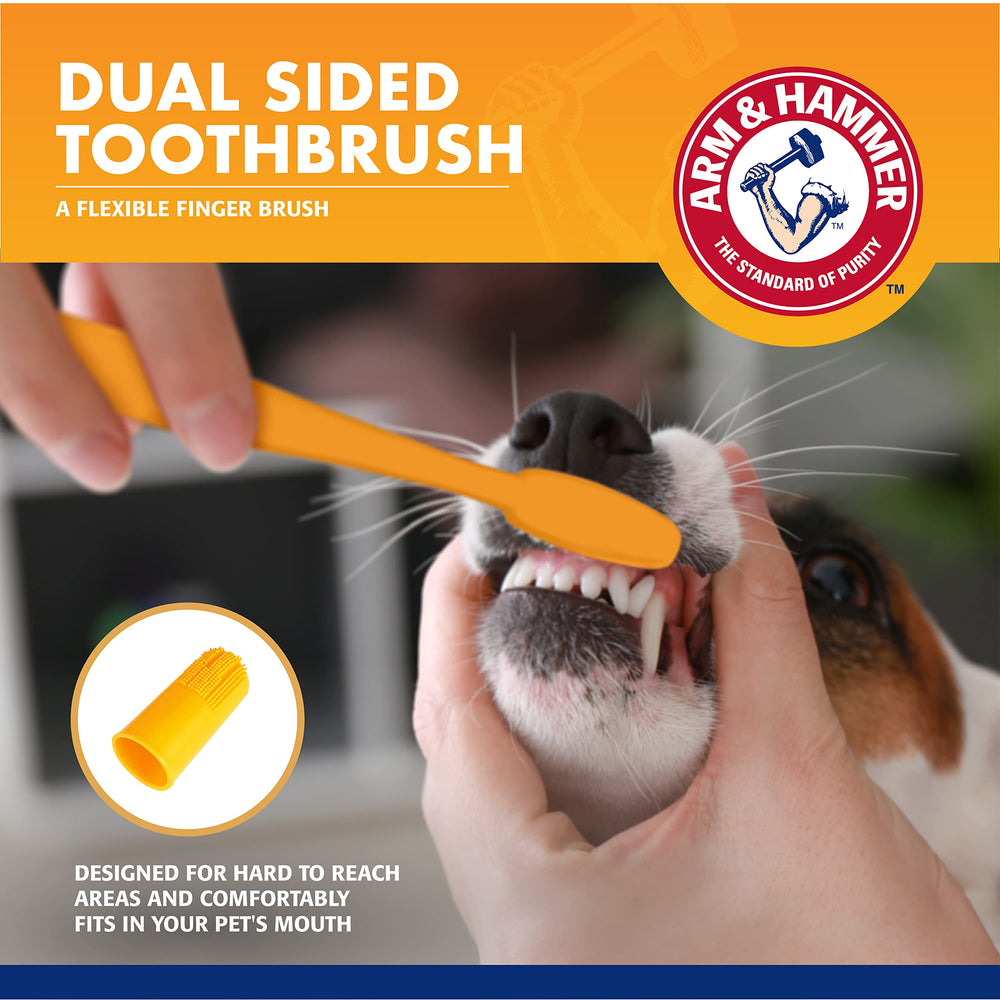 Brosse doigt chien Arm & Hammer pour brossage en douceur.