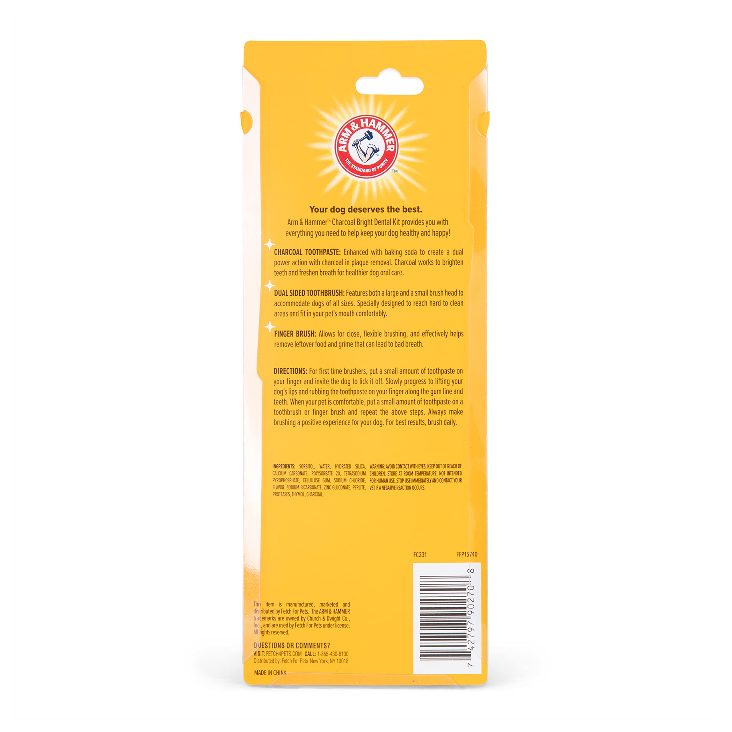 Brosse doigt complémentaire Arm & Hammer pour les chiens.