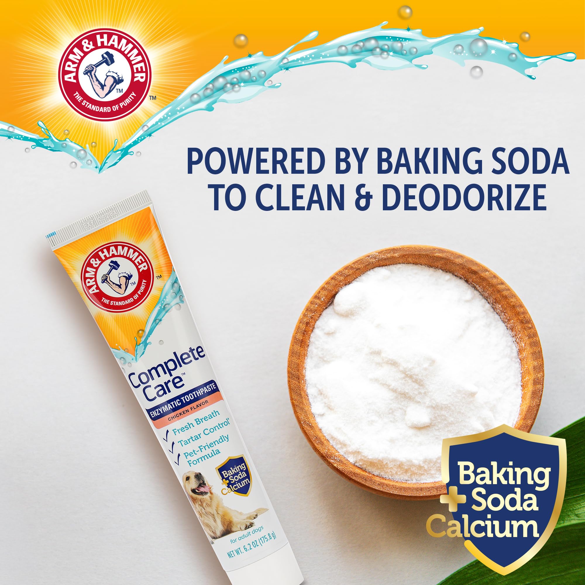 Arm & Hammer Complete Care pour chiens, texture agréable pour un brossage facile.