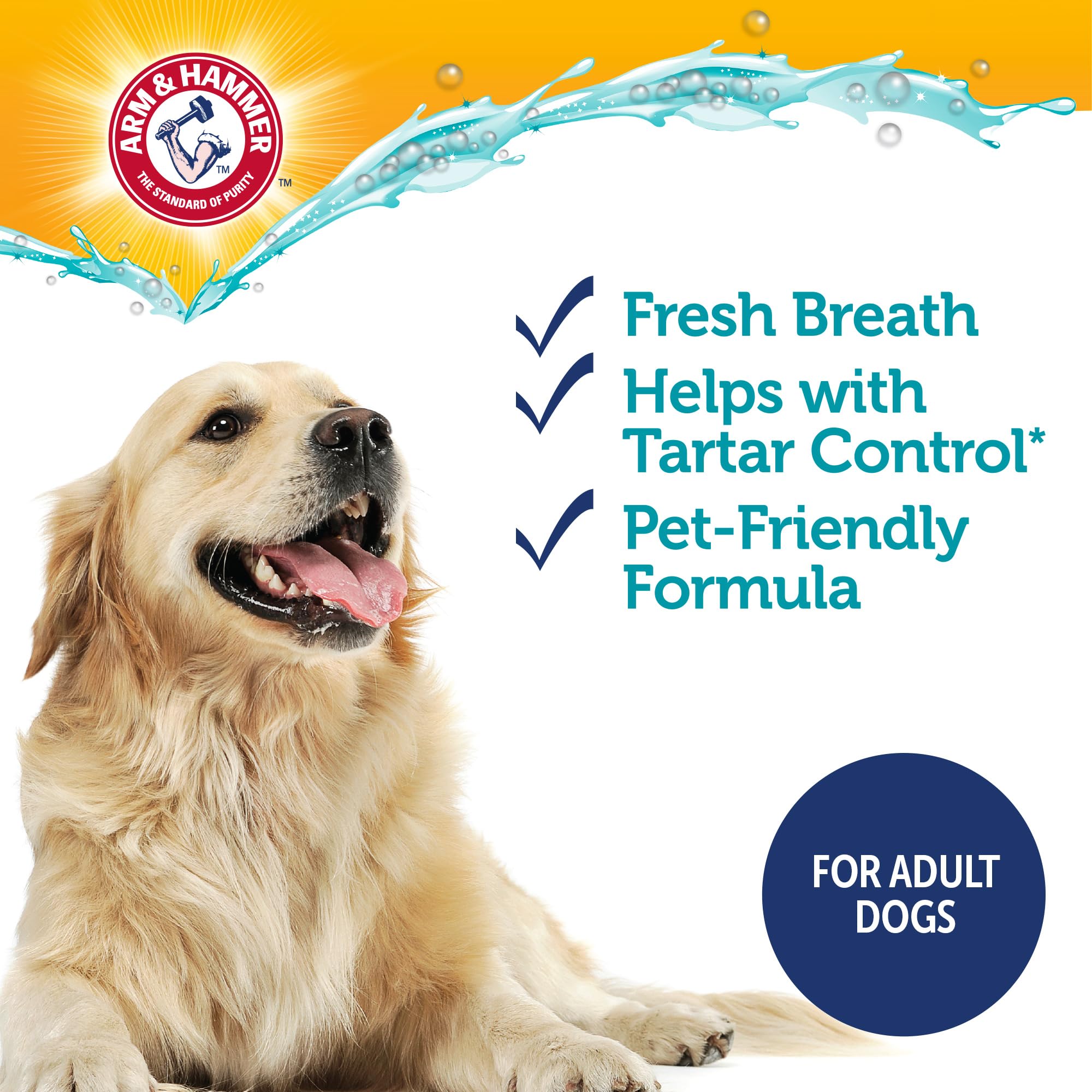 Arm & Hammer Complete Care pour chiens, calcium soutenant l'émail lors du brossage.