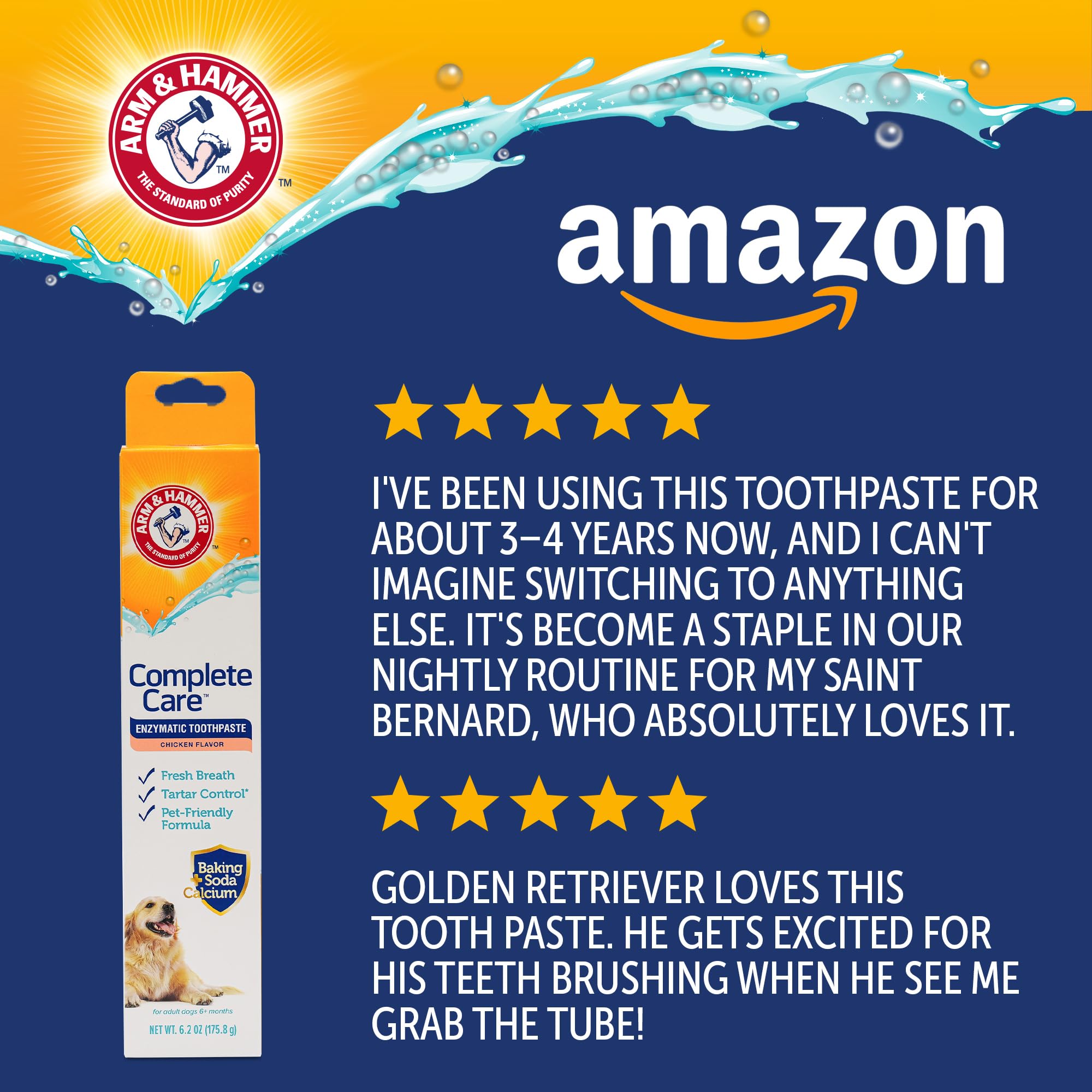 Arm & Hammer Complete Care pour chiens, haleine plus fraîche après le brossage.