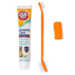 Arm & Hammer Complete Care pour chien, vue d’ensemble du kit dentaire.