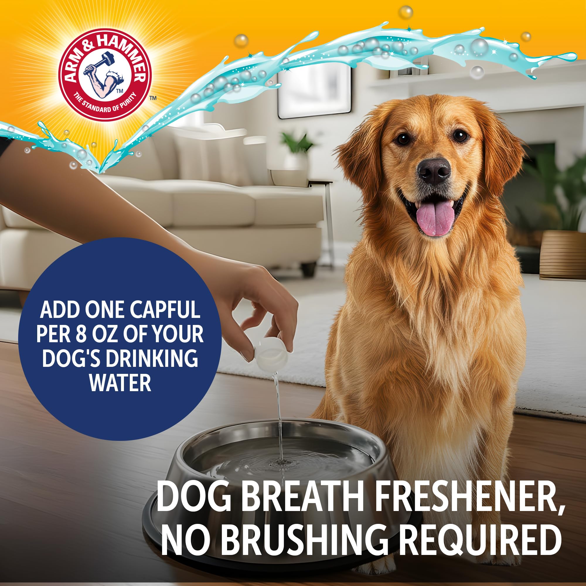 Arm & Hammer Complete Care: étiquette indiquant bicarbonate et calcium pour l'hygiène dentaire.