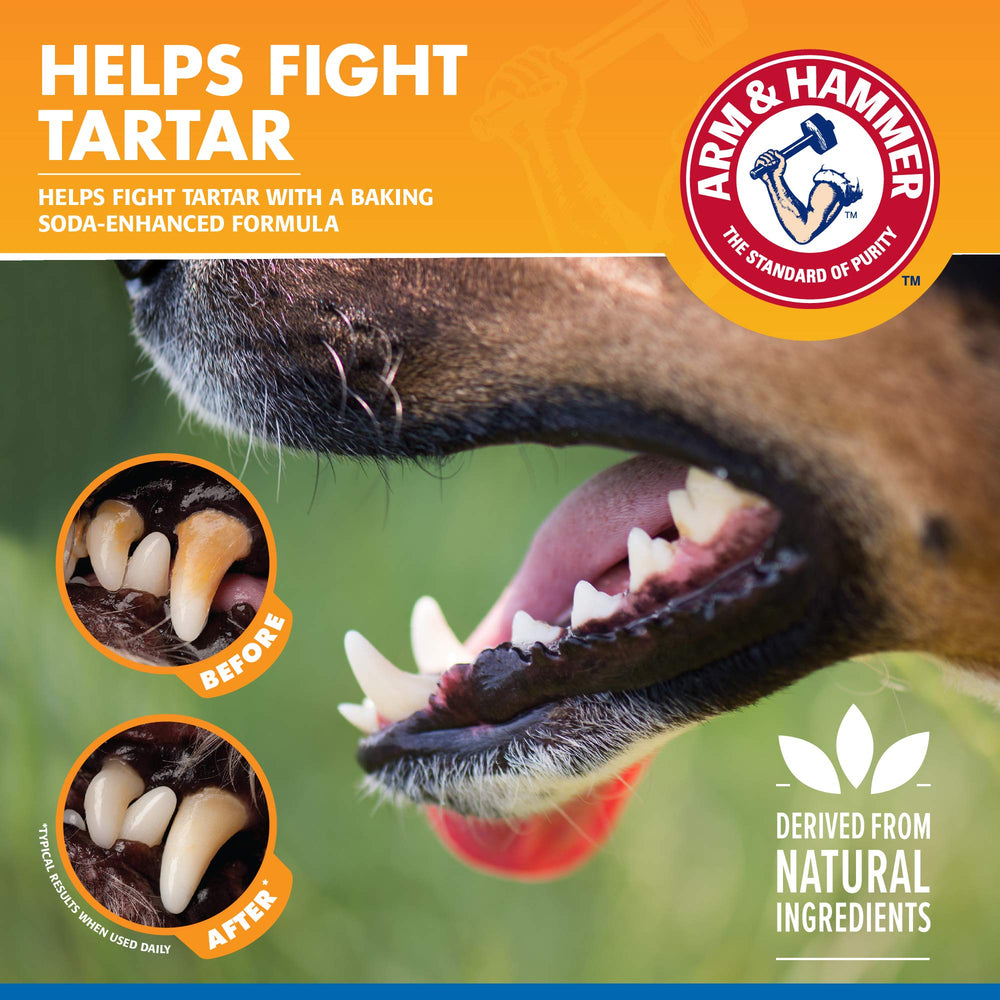 Contrôle du tartre Arm & Hammer pour chien, sourire plus propre.