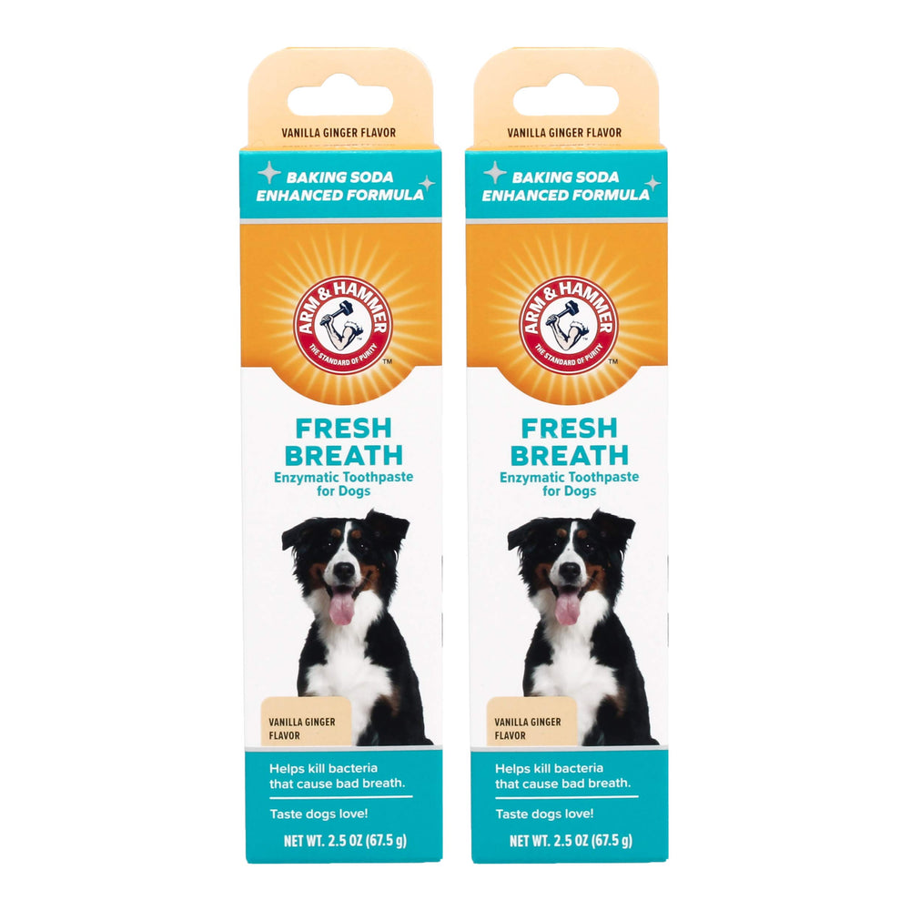 Arm & Hammer dentifrice chiens emballage visible, haleine fraîche possible